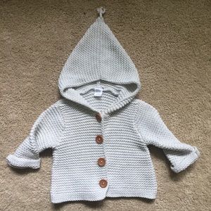 hooded knit cardigan sweater